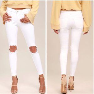 Free People Busted Knee White Skinny Jeans Sz 30